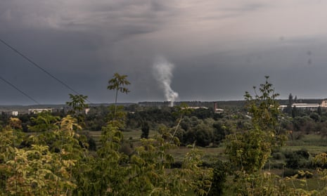 Smoke rises from Russian shelling in the east of Kupiansk