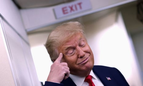 Donald Trump on Air Force One on the way back to Washington from New Hampshire in August 2020.
