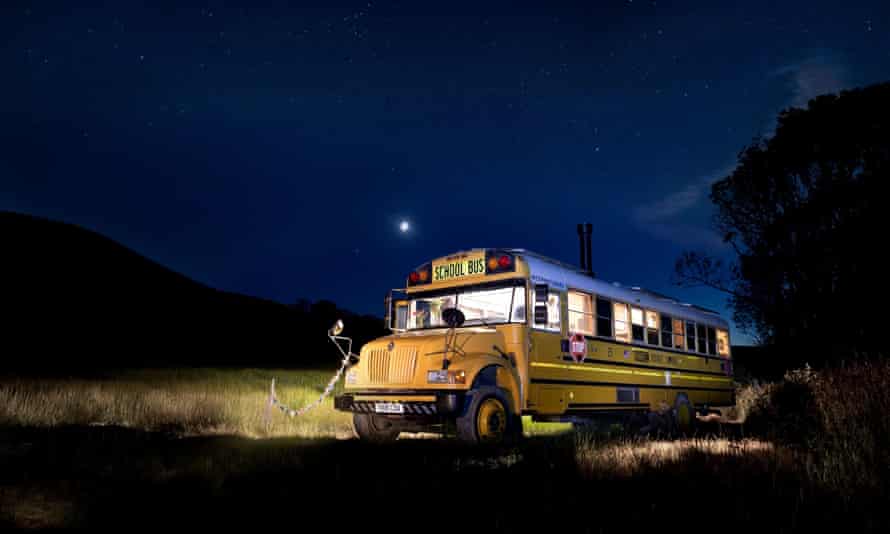 ‘We felt like Vikings’: readers’ top UK winter cabin and glamping stays 2 School bus