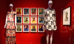 Art work by Andy Warhol and a dress by Vivienne Tam are displayed as part of China Through the Looking Glass at the Metropolitan Museum of Art in New York.