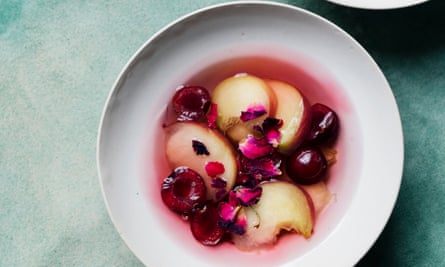 White peach, cherry and rose-petal jelly.