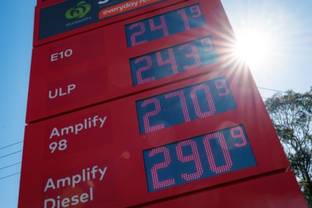 Fuel prices on a sign