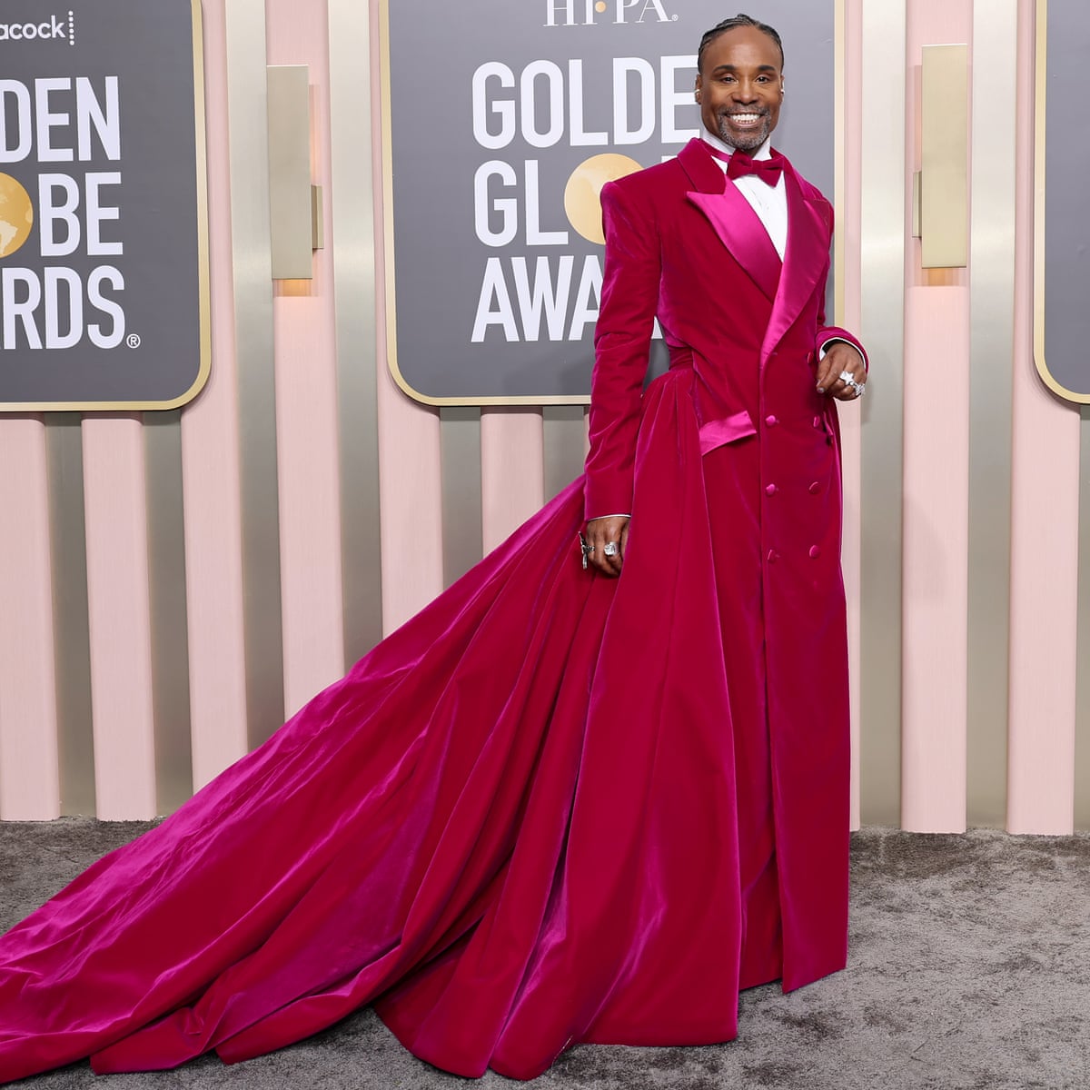 Menswear steals the show on a grey Golden Globes red carpet ...