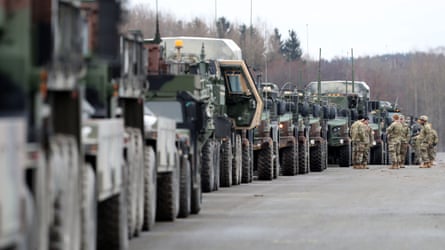 line of US armoured vehicles