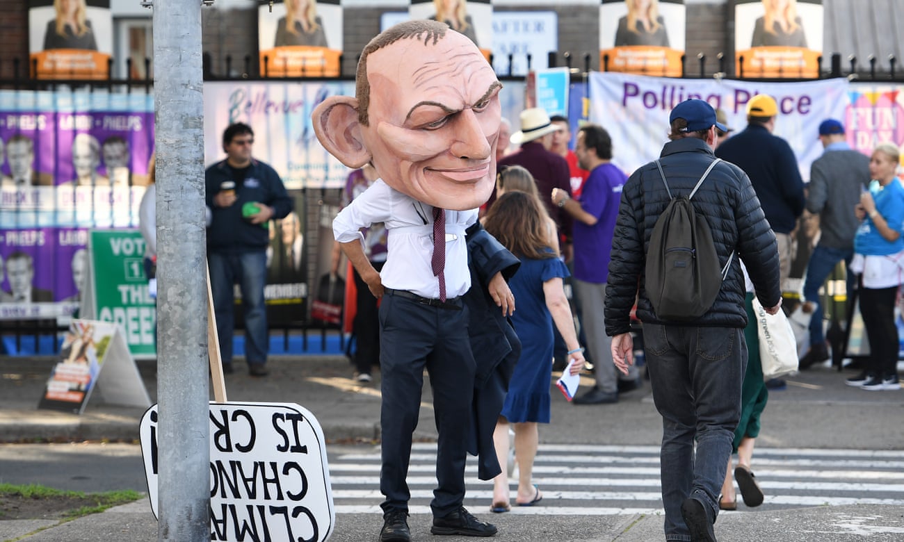A protester dressed as former prime minister Tony Abbott during the Wentworth byelection last month.