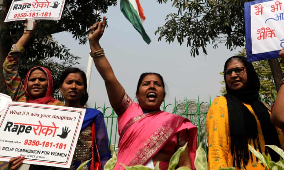 Women in New Delhi take part in a protest against rape on International Women’s Day