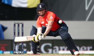 Jonny Bairstow plays a sweep shot.