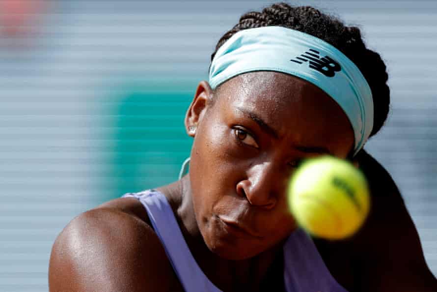 Coco Gauff in action against Martina Trevisan.