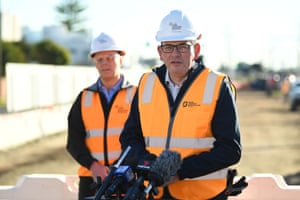 Victorian Premier Daniel Andrews (right) addresses the media during a press conference in Melbourne, Thursday, July 1, 2021.