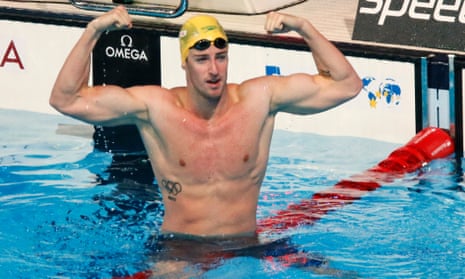 James Magnussen celebrates after winning the men's 100m freestyle final at the 2013 World Swimming Championships.