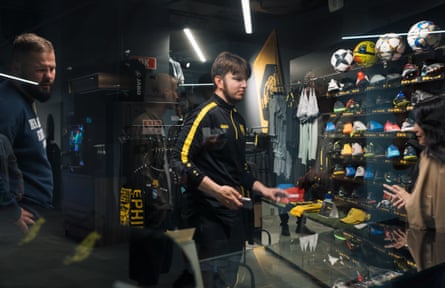Supporters of FC Chernihiv in their fan shop
