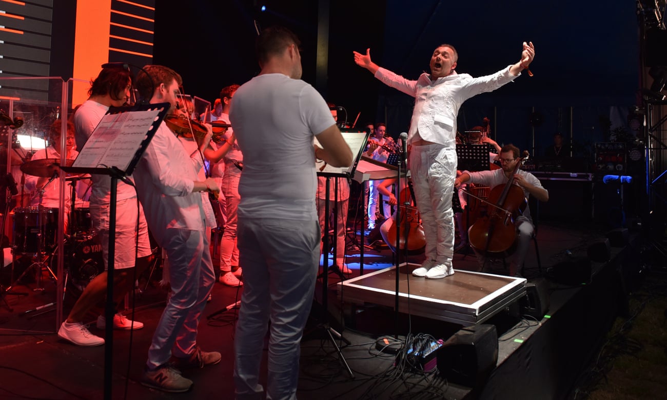 Charles Hazlewood conducts the Paraorchestra at the Womad Festival in 2019. 