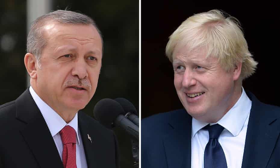 Recep Tayyip Erdoğan (left) and Boris Johnson