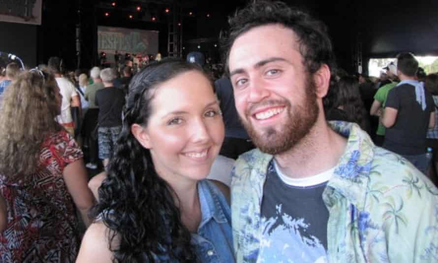 The couple at a music festival in Byron Bay in their early 20s