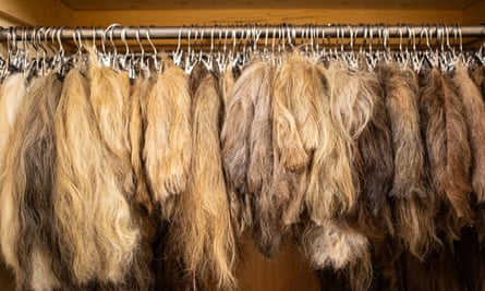 Mop after mop of blondes, browns and russets … the wig room of the RSC’s wig department.