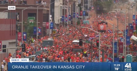 Today the Oranje took over Kansas City with their bus-led march through downtown Kansas City