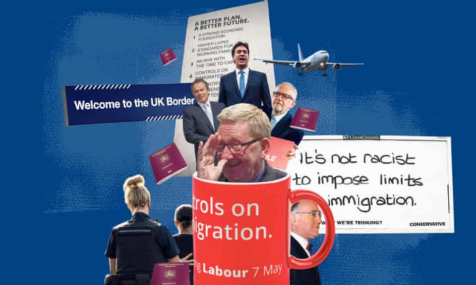 immigration-themed montage of key labour and conservative figures of the last 15 years