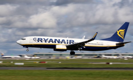 A Ryanair plane takes off from Dublin airport