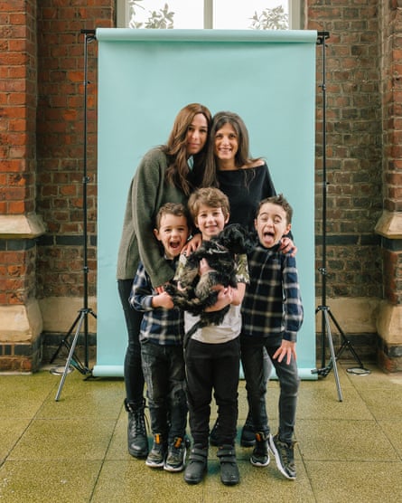 Melissa Maxwell with her sons Leo and Gabriel with Bonnie Miller and her son Theo Benson, Manchester