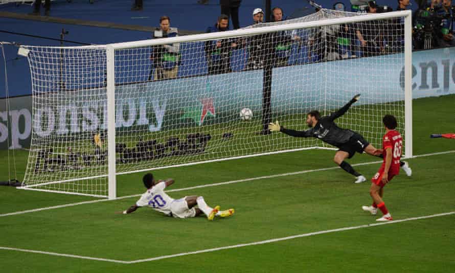 Real Madrid’s Jose Vinicius Junior scores the opening goal.