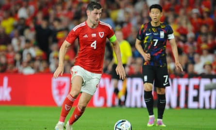 Ben Davies on the ball for Wales against South Korea.