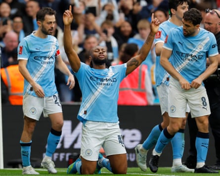 Antoine Semenyo celebrates scoring in the FA Cup final
