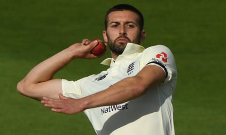 Mark Wood in action during England’s warm-up match at the Rose Bowl