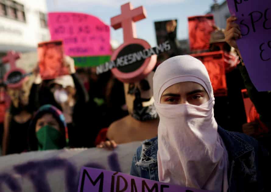 Demonstrators take part in a protest in Ciudad Juárez to demand justice for Cabanillas.