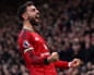 Bruno Fernandes celebrates after putting Manchester United 2-0 up against Tottenham