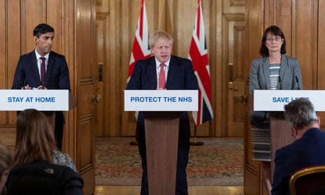 Boris Johnson holds a news conference with The chancellor, Rishi Sunak, and the deputy chief medical officer Dr Jenny Harries.
