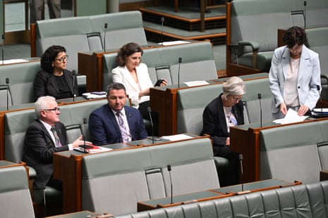 Pat Conaghan sits with members of the crossbench in the House of Representatives