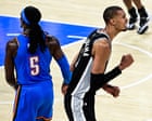 Spurs beat reigning champions Thunder in Game 7 to set up NBA finals date with Knicks San Antonio Spurs 111–103 Oklahoma City ThunderSpurs seal series to advance to NBA finals against KnicksFor large parts of this season, many wondered if the Oklahoma City Thunder had any weaknesses. One thing the reigning champions didnt have was Victor Wembanyama, who led the San Antonio Spurs to a Game 7 victory in the Western Conference finals.The Spurs 111-103 victory on Saturday night means they will face the New York Knicks in the NBA finals, with Game 1 set for Wednesday in San Antonio. Continue reading...