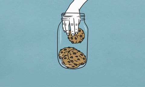 illustration of a hand reaching into a cookie jar