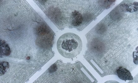 The gardens of St Nicholas’ Park after overnight snow showers in Warwick