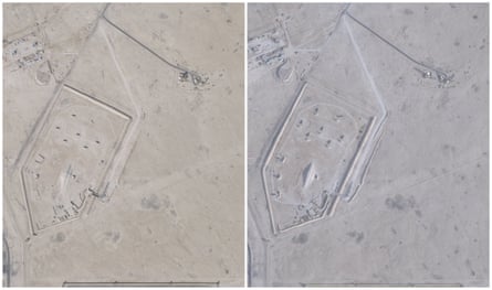 A combination of satellite images shows antimissiles at the Al-Udeid Air Base, near Doha, Qatar