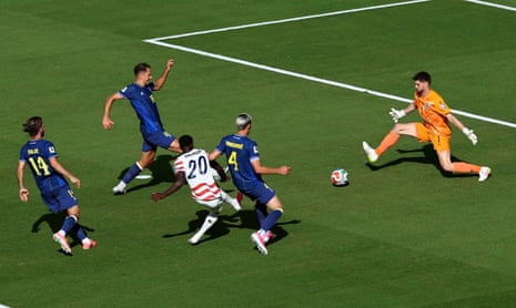 Folarin Balogun of the U.S. scores their first goal