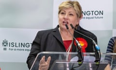 Emily Thornberry giving a speech after being declared winner in Islington South and Finsbury on Friday.