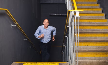 Phil Daoust does a stair run.