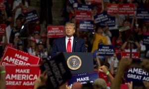 Donald Trump at his campaign rally in Tulsa Saturday.