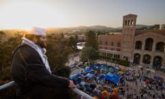 View over the UCLA protest encampment
