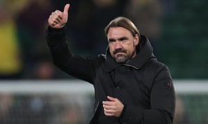 Norwich manager Daniel Farke, a man WSC described as looking “like Paul McCartney in a Guy Fawkes mask that somebody’s sat on”.