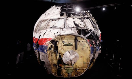 A  view of the wreckage to the cockpit of flight MH17. International investigators have implicated Vladimir Putin in the downing of the plane.