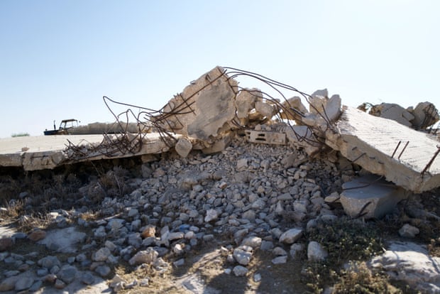 The ruins of a demolished home