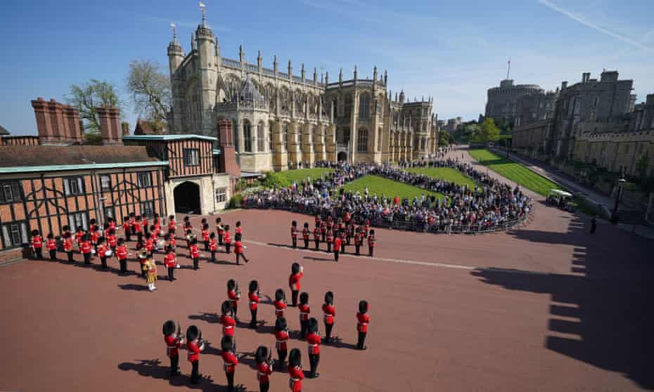 The band of the Coldstream Guards, who are housed at Victoria Barracks, play Happy Birthday to the Queen at Windsor Castle last month.