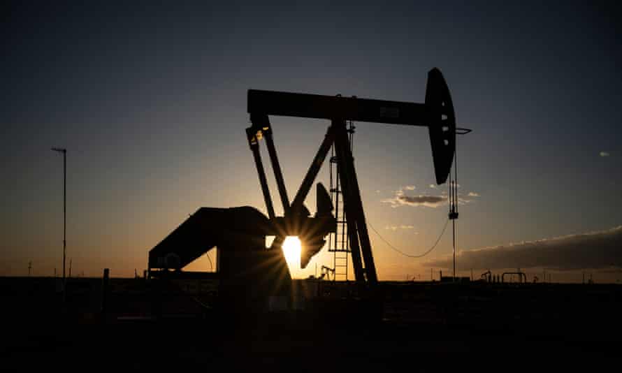 Pump jacks operate near Loco Hills in Eddy County, New Mexico.