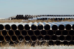 A depot used to store pipes for the planned Keystone XL oil pipeline in North Dakota.