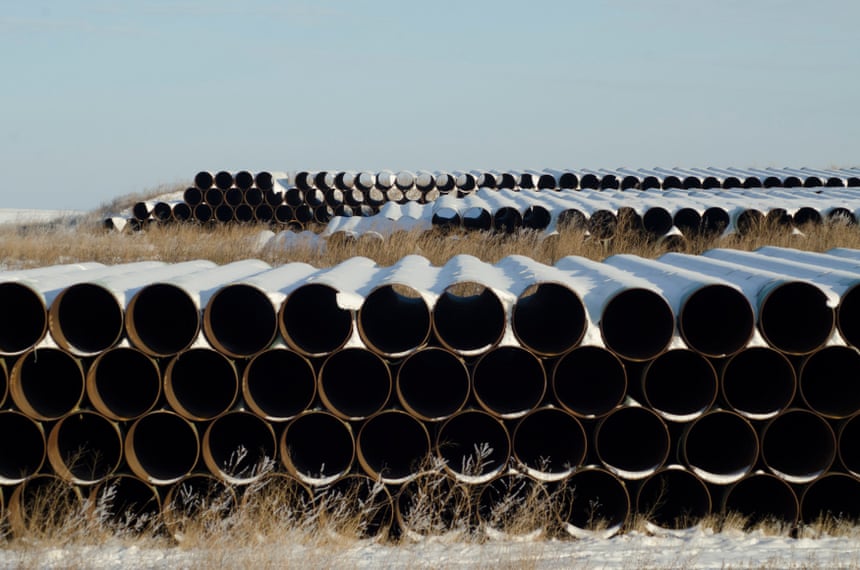 A depot used to store pipes for the planned Keystone XL oil pipeline in North Dakota.