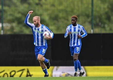 Sheffield Wednesday's Barry Bannan celebrates scoring his sides first goal at Wrexham.