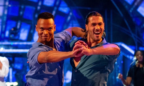 Johannes Radebe and Graziano Di Prima dancing as Emeli Sandé sings Shine on Strictly Come Dancing: The Results. 