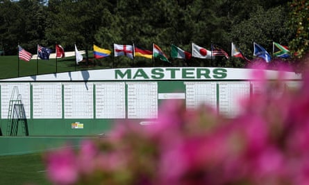 The Masters scoreboard at Augusta
